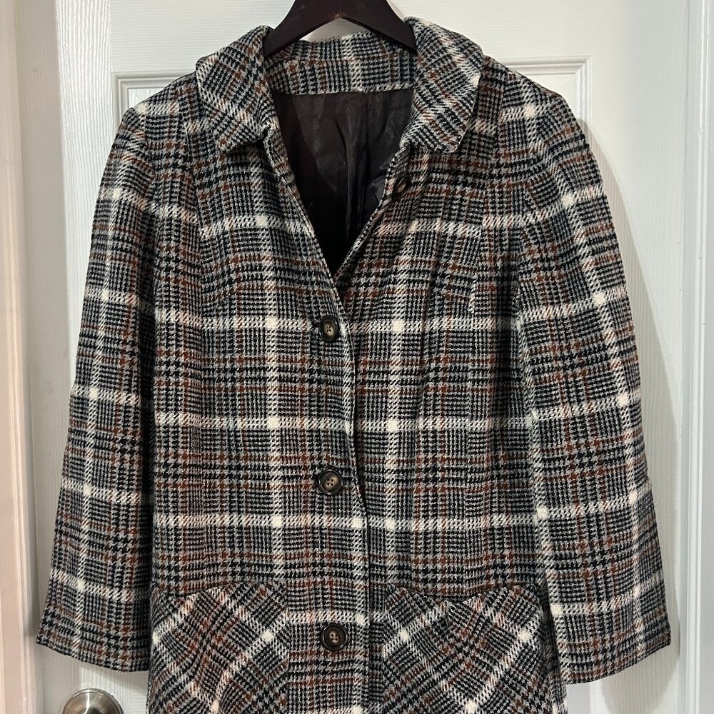 Vintage houndstooth wool sweater, S-M